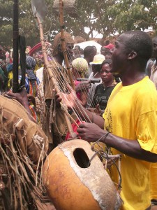 A Donso (hunter) performs at a mask festival in Bobo Dioulasso, Burkina Faso
